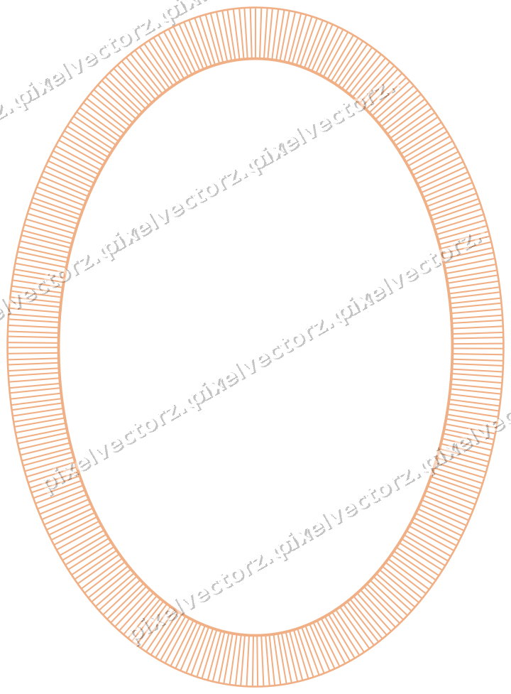 Dekorativer Zierrahmen in Blau und Orange mit Oval und Schraffur
