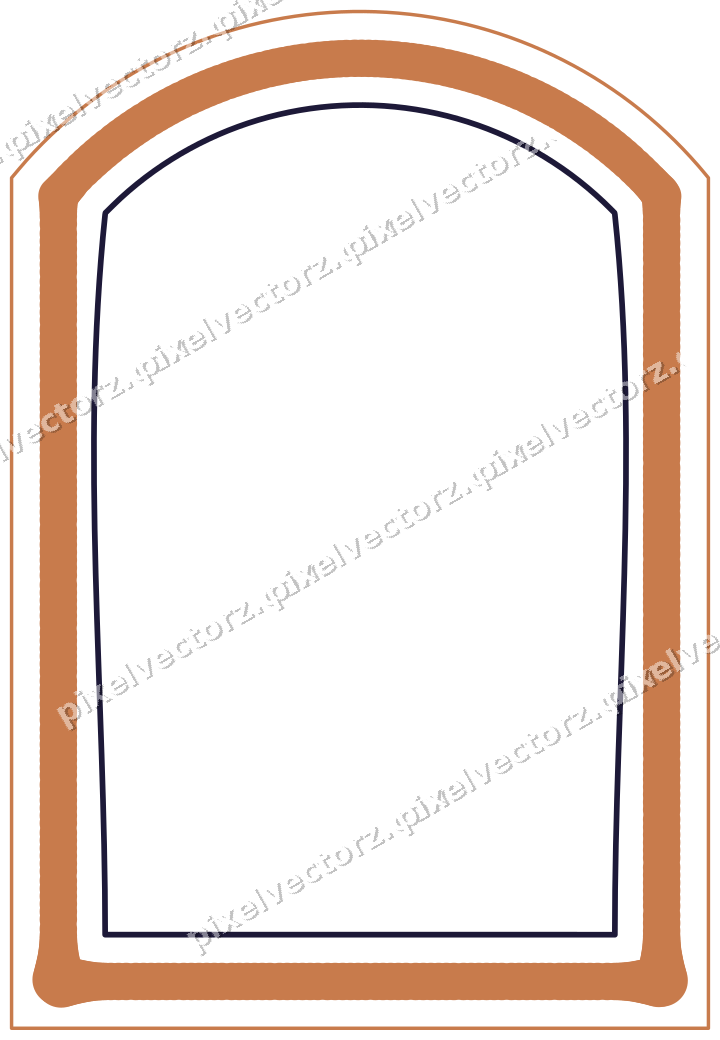 Dekorativer Zierrahmen in Orange und Blau mit Tafel und Rundbogen