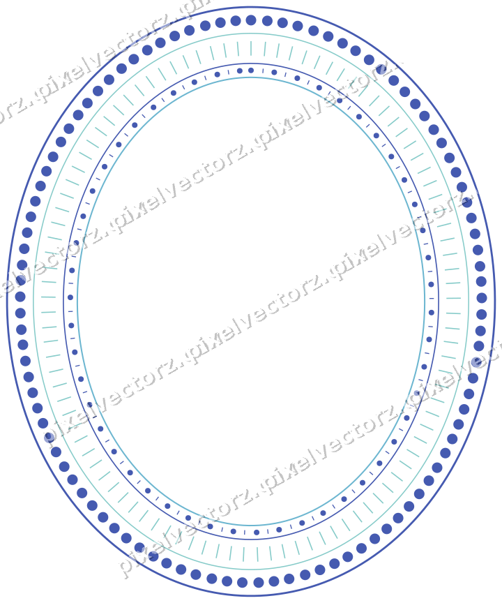 Dekorativer Zierrahmen in Blau und Türkis mit Oval und Punktreihe