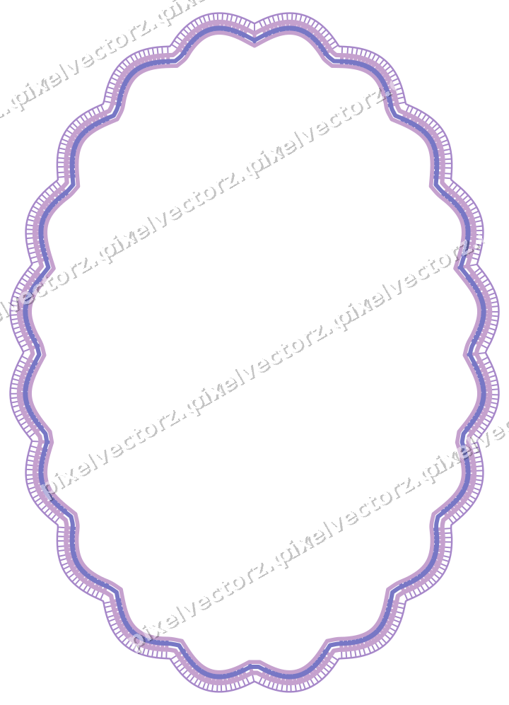 Dekorativer Zierrahmen in Violett und Blau mit Oval und Lappenrand