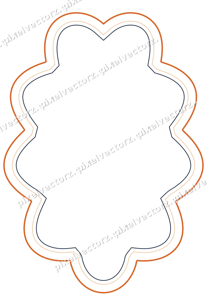 Dekorativer Zierrahmen in Dunkelblau und Orange mit Oval