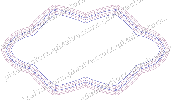 Dekorativer Zierrahmen in Violett und Blau mit Oval und Zackenrand