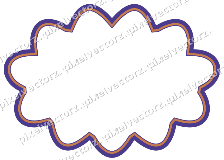 Dekorativer Zierrahmen in Orange und Blau mit Oval und Lappenrand