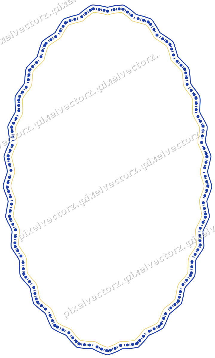 Dekorativer Zierrahmen in Bernstein und Blau mit Oval und Zackenrand