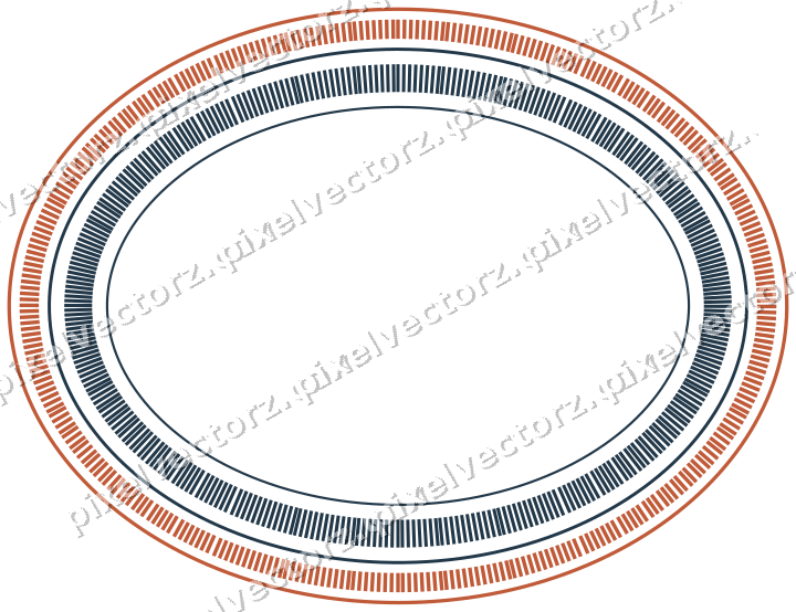 Dekorativer Zierrahmen in Orange und Türkis mit Oval und Strichelung
