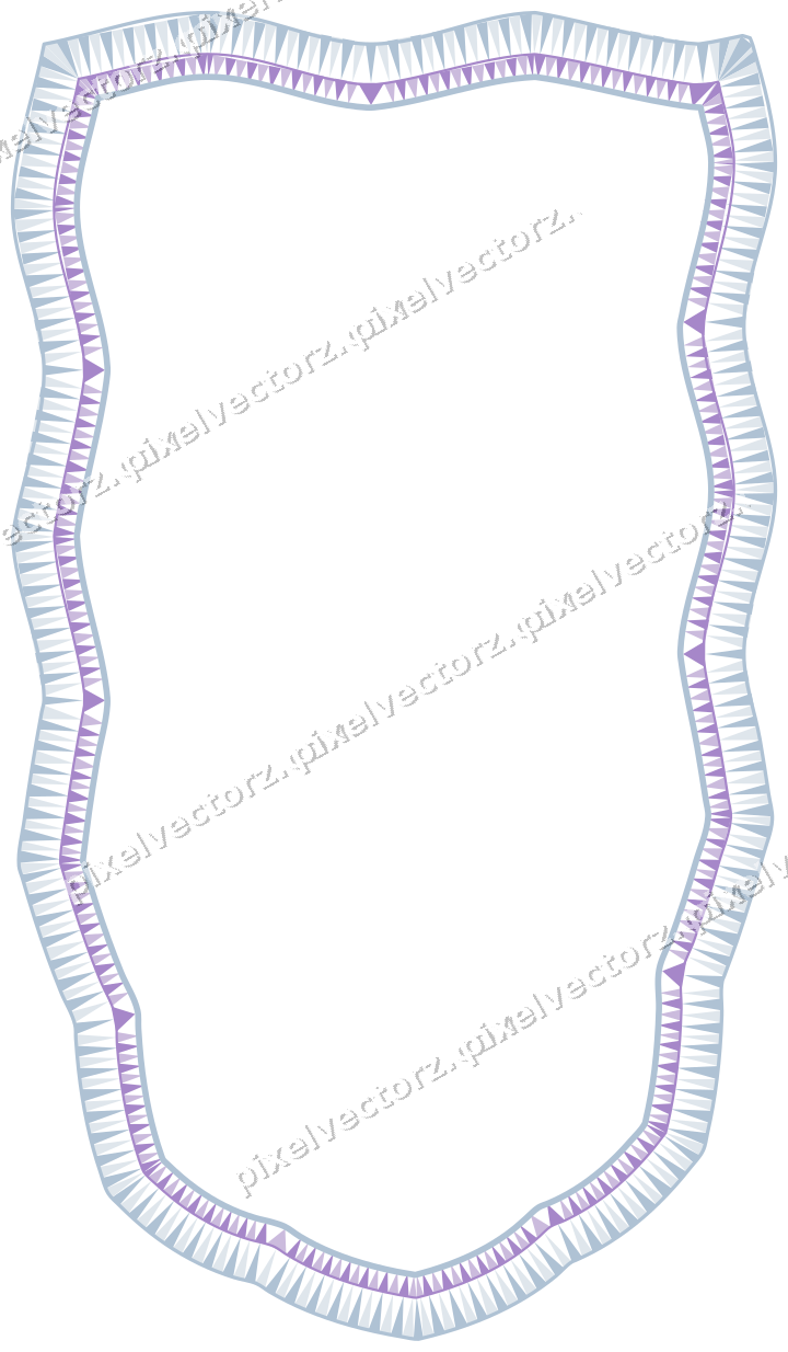 Dekorativer Zierrahmen in Violett und Blau mit Wappen und Zackenrand