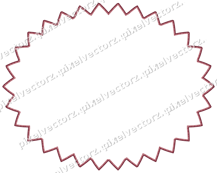 Dekorativer Zierrahmen in Dunkelrosa und Rot mit Oval und Zackenrand