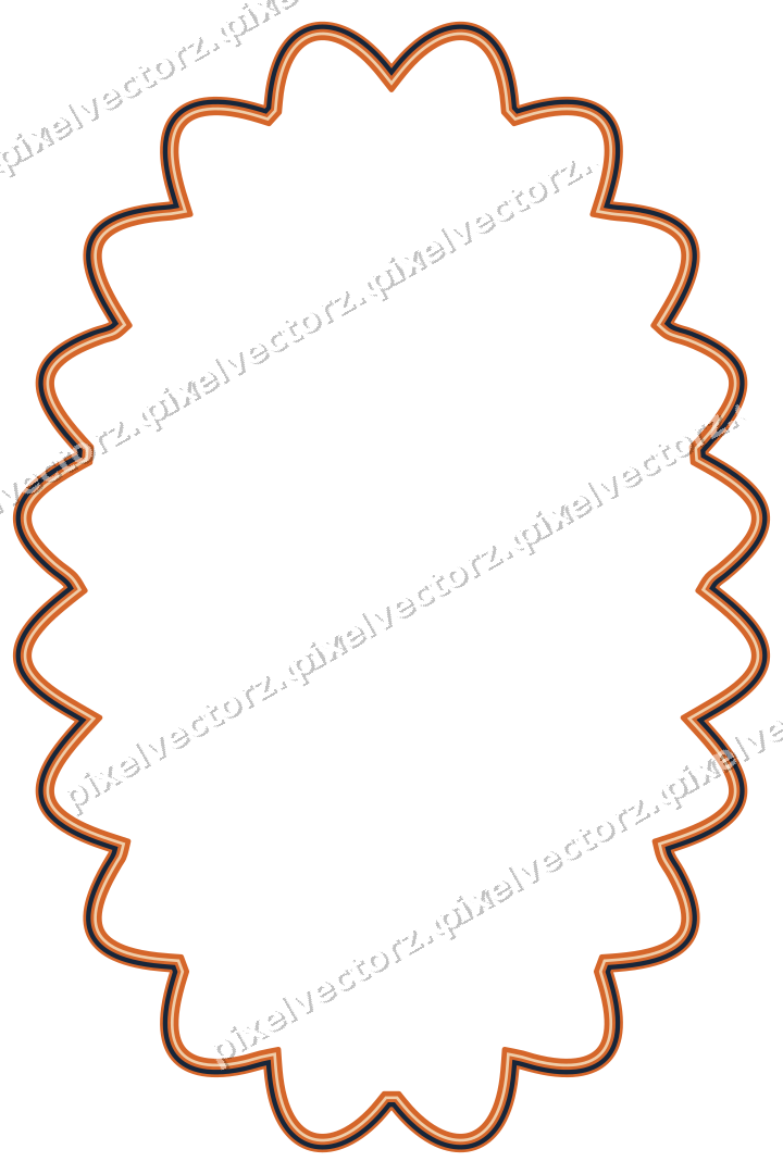 Dekorativer Zierrahmen in Dunkelblau und Orange mit Oval