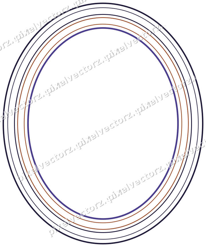 Dekorativer Zierrahmen in Orange und Blau mit Oval