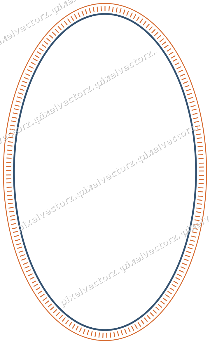 Dekorativer Zierrahmen in Dunkelblau und Orange mit Oval
