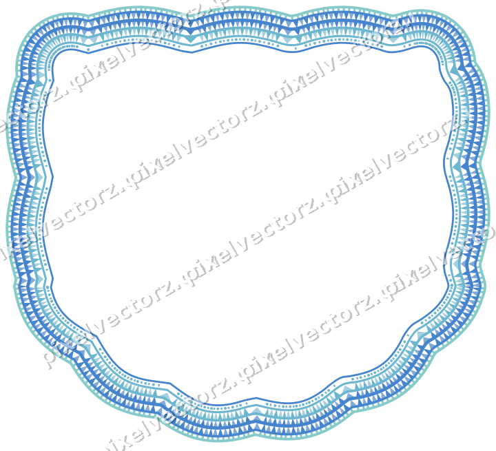 Dekorativer Zierrahmen in Blau und Türkis mit Tafel und Lappenrand