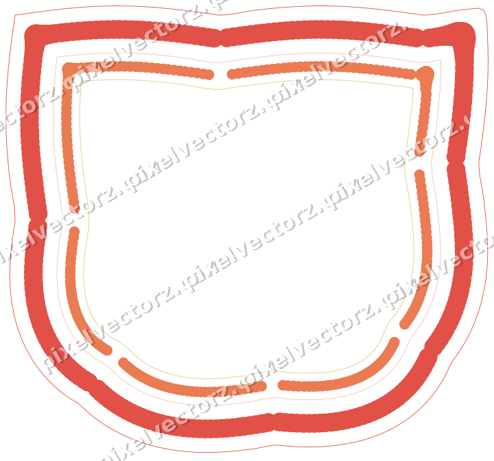 Dekorativer Zierrahmen in Rot und Orange mit Wappen und Lappenrand