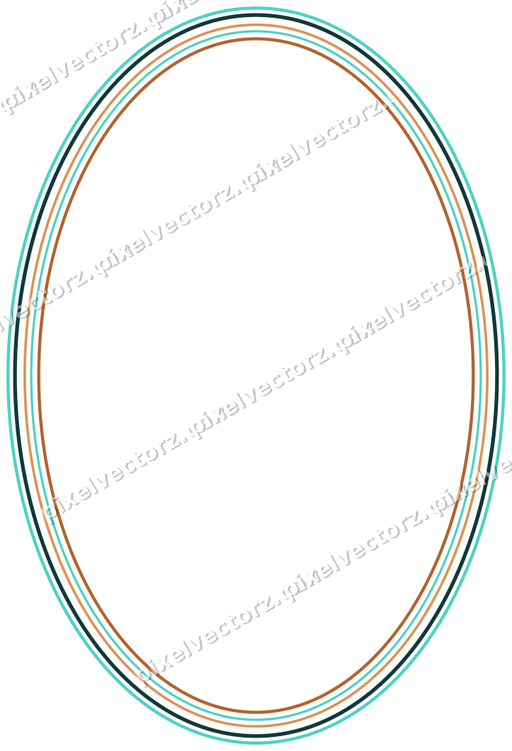Dekorativer Zierrahmen in Orange und Petrol mit Oval