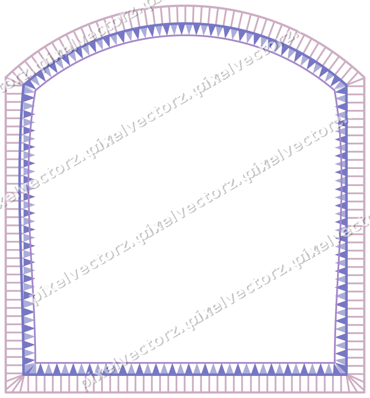 Dekorativer Zierrahmen in Violett und Blau mit Tafel und Rundbogen