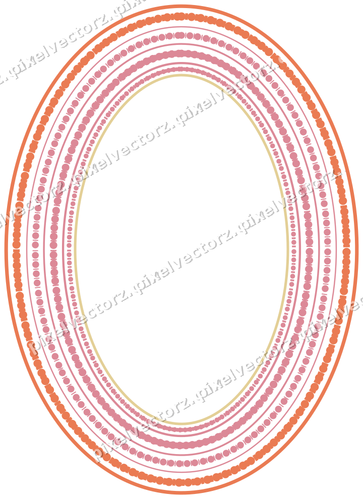 Dekorativer Zierrahmen in Rot und Orange mit Oval und Perlenreihe