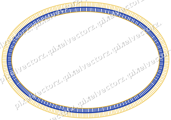 Dekorativer Zierrahmen in Bernstein und Blau mit Oval und Schraffur