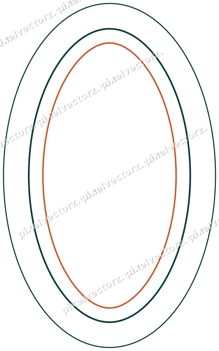 Dekorativer Zierrahmen in Orange und Petrol mit Oval