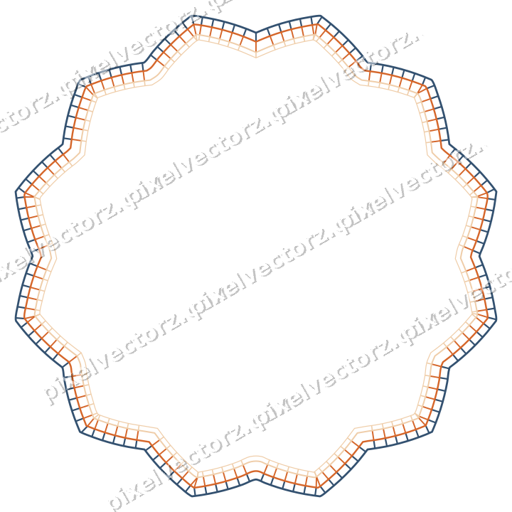 Dekorativer Zierrahmen in Dunkelblau und Orange mit Oval