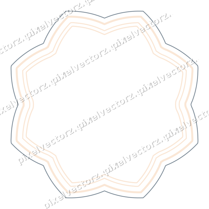 Dekorativer Zierrahmen in Blau und Orange mit Oval und Zackenrand