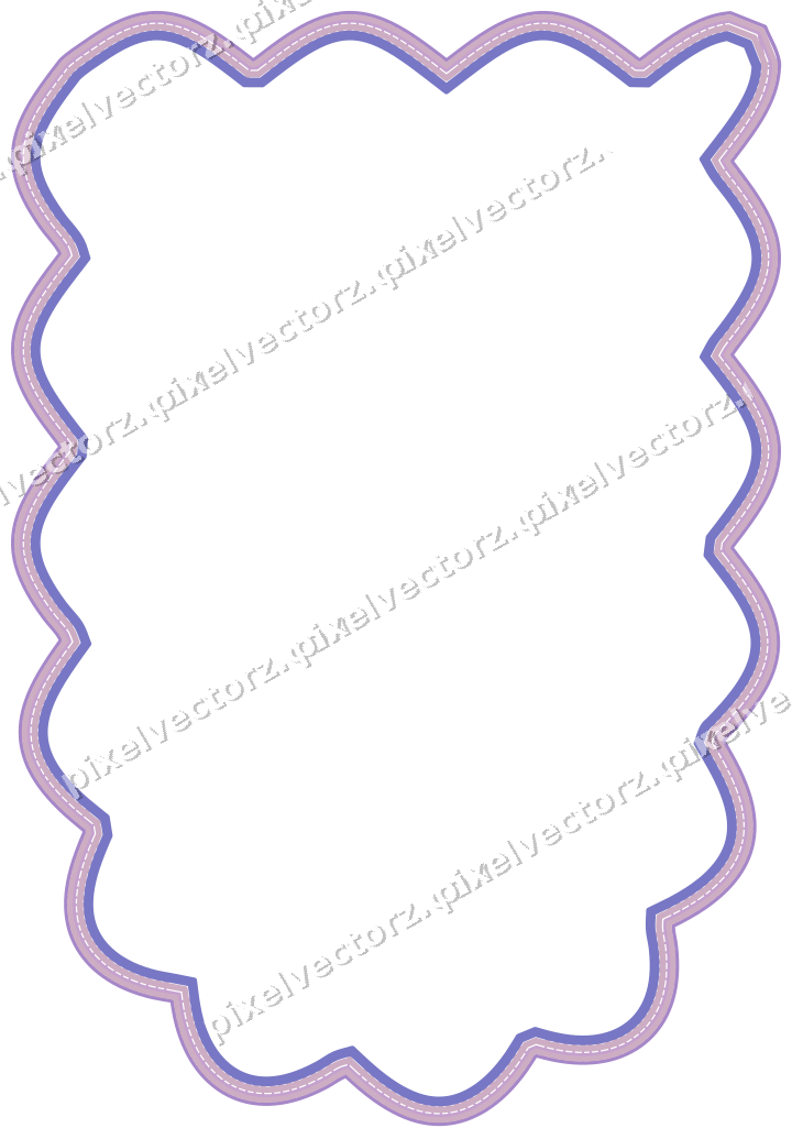 Dekorativer Zierrahmen in Violett und Blau mit Wappen und Lappenrand
