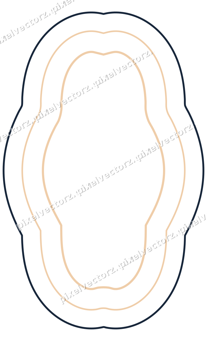 Dekorativer Zierrahmen in Dunkelblau und Orange mit Oval