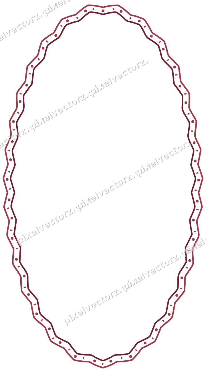 Dekorativer Zierrahmen in Dunkelrosa und Rot mit Oval und Zackenrand