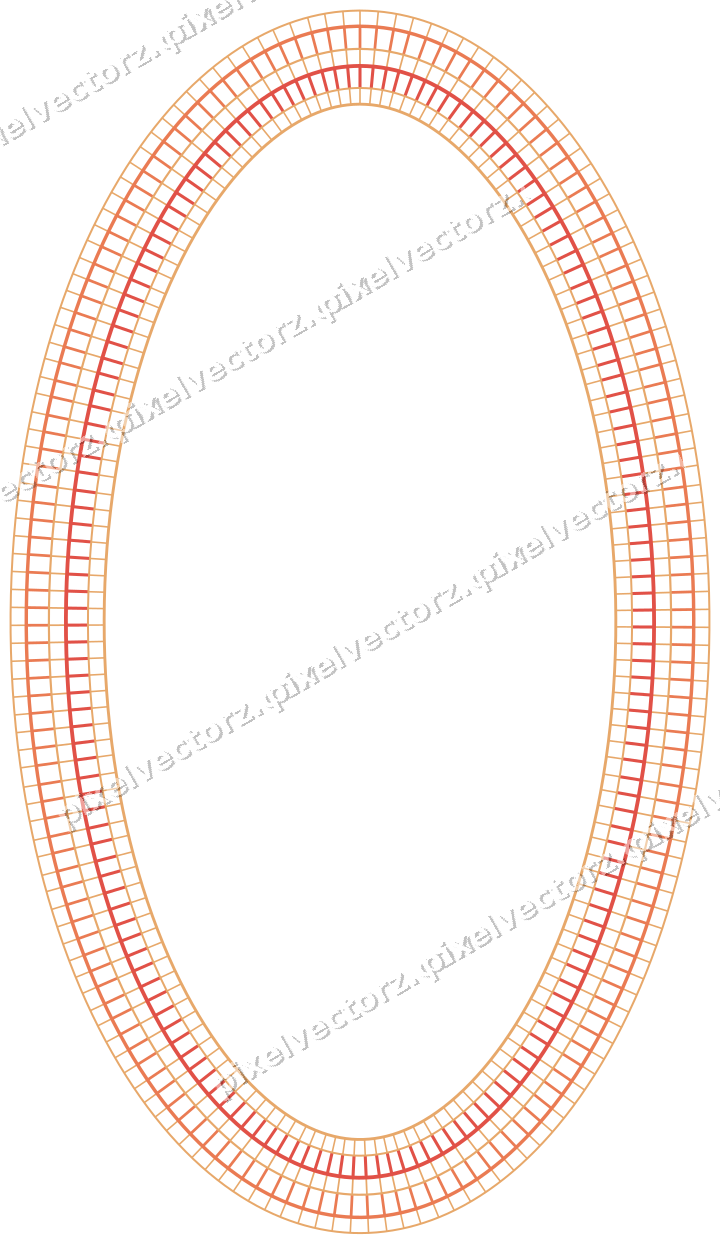 Dekorativer Zierrahmen in Rot und Orange mit Oval und Schraffur