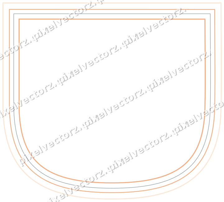 Dekorativer Zierrahmen in Blau und Orange mit Wappen