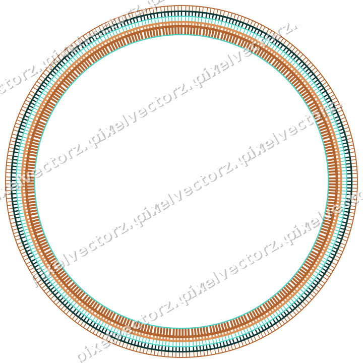 Dekorativer Zierrahmen in Orange und Petrol mit Oval und Schraffur