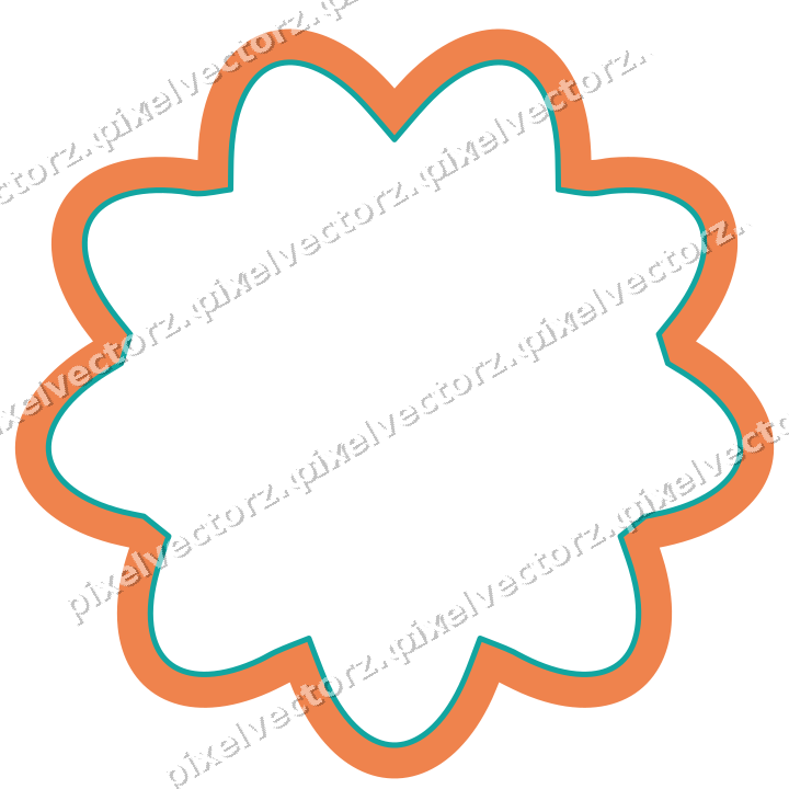 Dekorativer Zierrahmen in Orange und Petrol mit Oval und Lappenrand