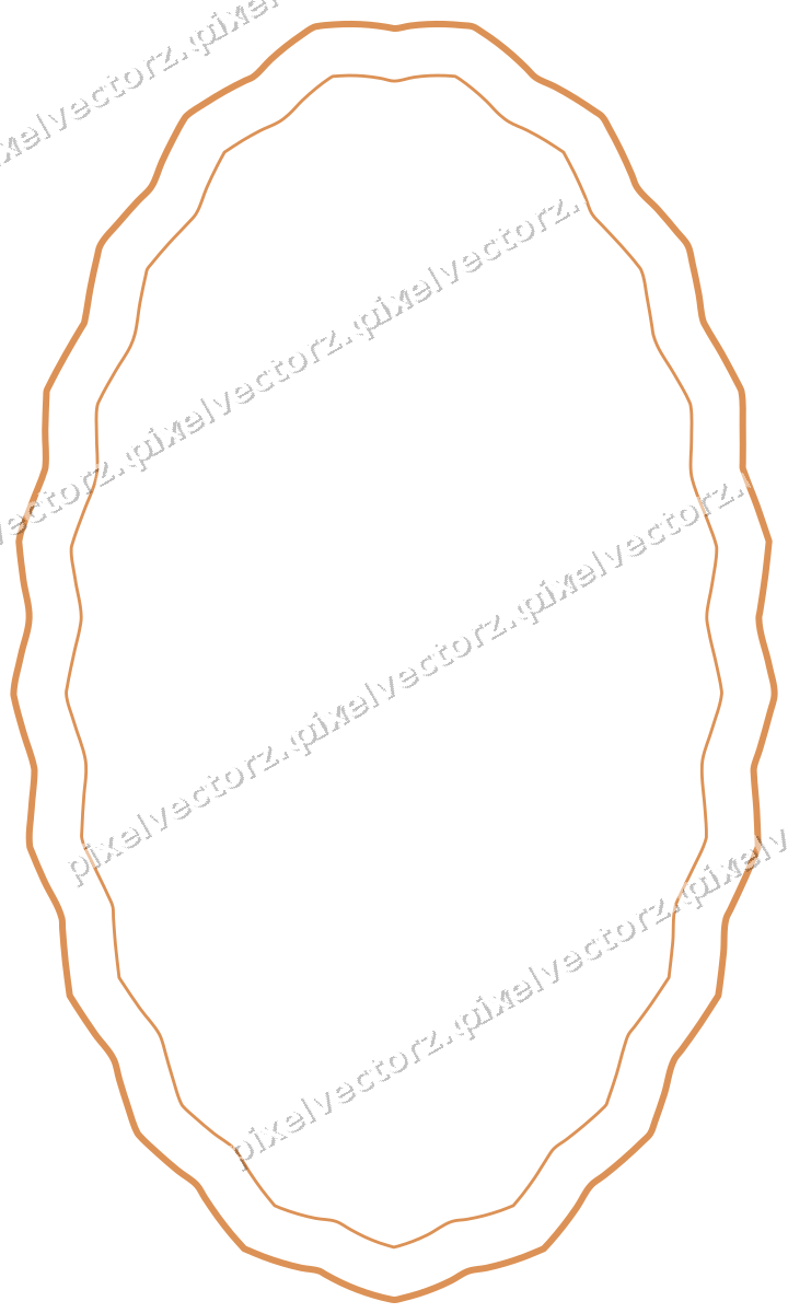 Dekorativer Zierrahmen in Orange und Petrol mit Oval und Zackenrand