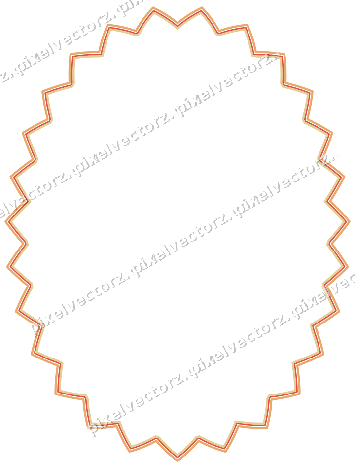 Dekorativer Zierrahmen in Rot und Orange mit Oval und Zackenrand