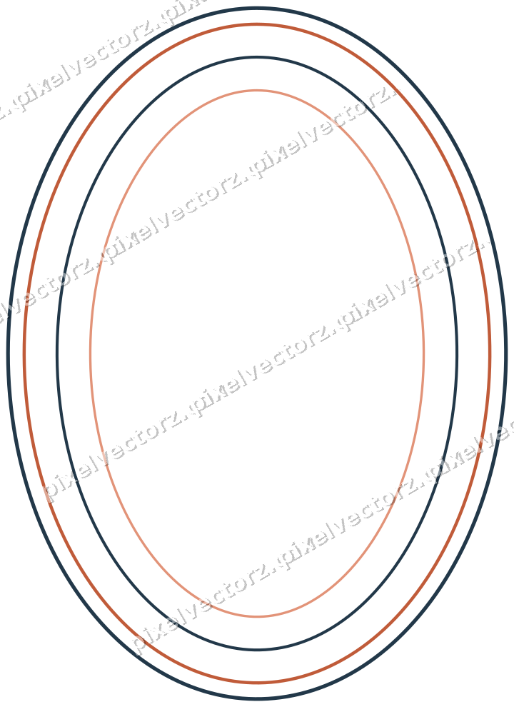 Dekorativer Zierrahmen in Orange und Türkis mit Oval