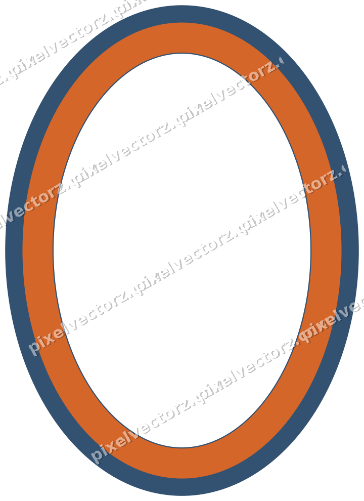 Dekorativer Zierrahmen in Dunkelblau und Orange mit Oval