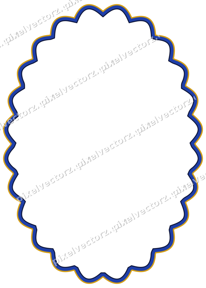 Dekorativer Zierrahmen in Bernstein und Blau mit Oval und Lappenrand
