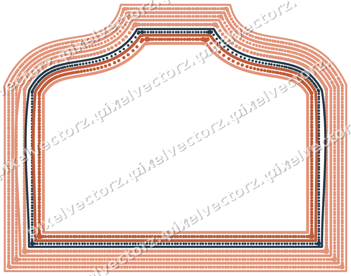 Dekorativer Zierrahmen in Orange und Türkis mit Tafel