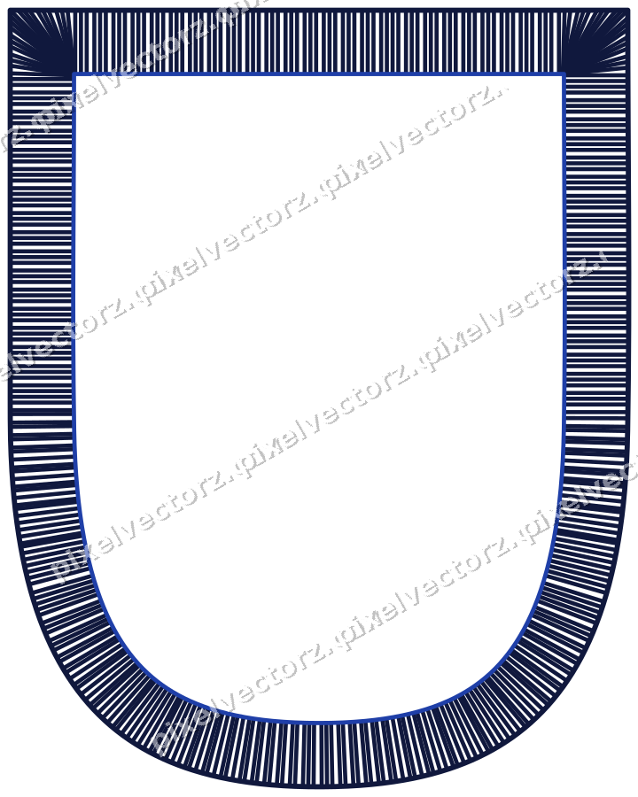 Dekorativer Zierrahmen in Bernstein und Blau mit Wappen und Schraffur