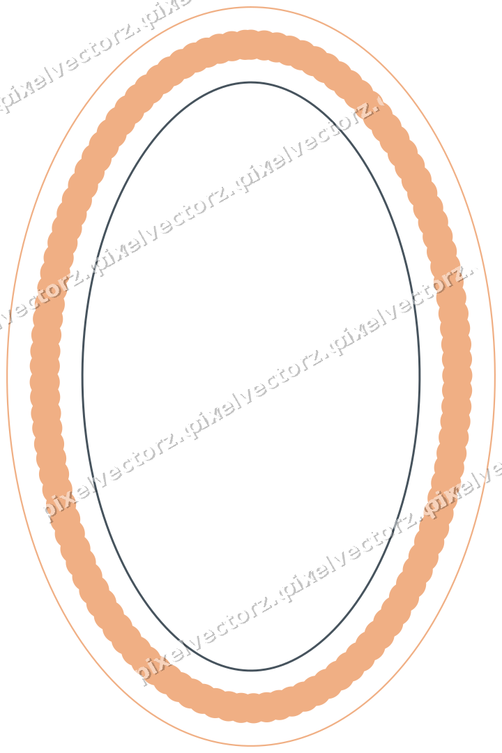 Dekorativer Zierrahmen in Blau und Orange mit Oval und Perlenreihe