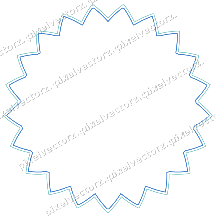 Dekorativer Zierrahmen in Blau und Türkis mit Oval und Zackenrand