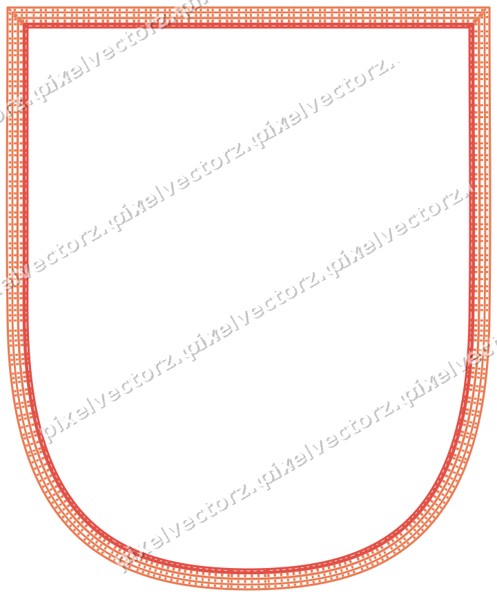 Dekorativer Zierrahmen in Rot und Orange mit Wappen und Strichelung