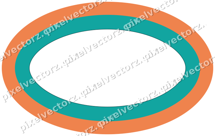 Dekorativer Zierrahmen in Orange und Petrol mit Oval und Volles Band