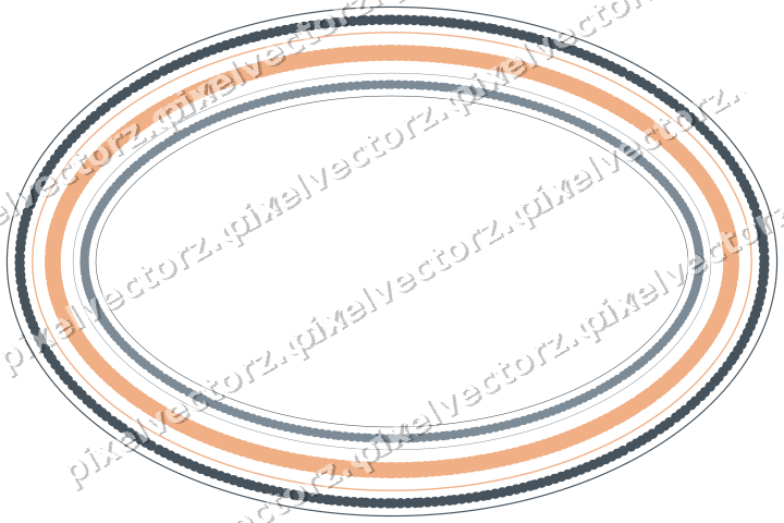 Dekorativer Zierrahmen in Blau und Orange mit Oval und Punktreihe