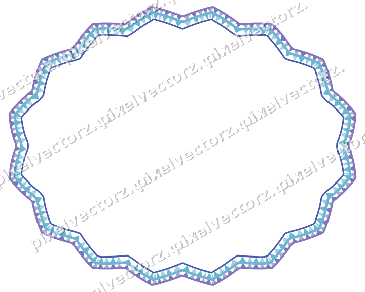 Dekorativer Zierrahmen in Blau und Türkis mit Oval und Zackenrand
