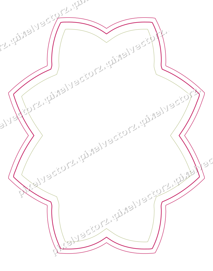 Dekorativer Zierrahmen in Limette und Rosa mit Oval und Zackenrand