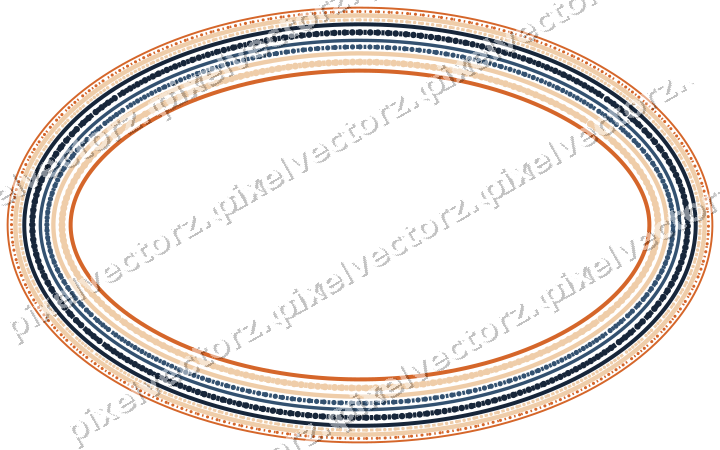 Dekorativer Zierrahmen in Dunkelblau und Orange mit Oval