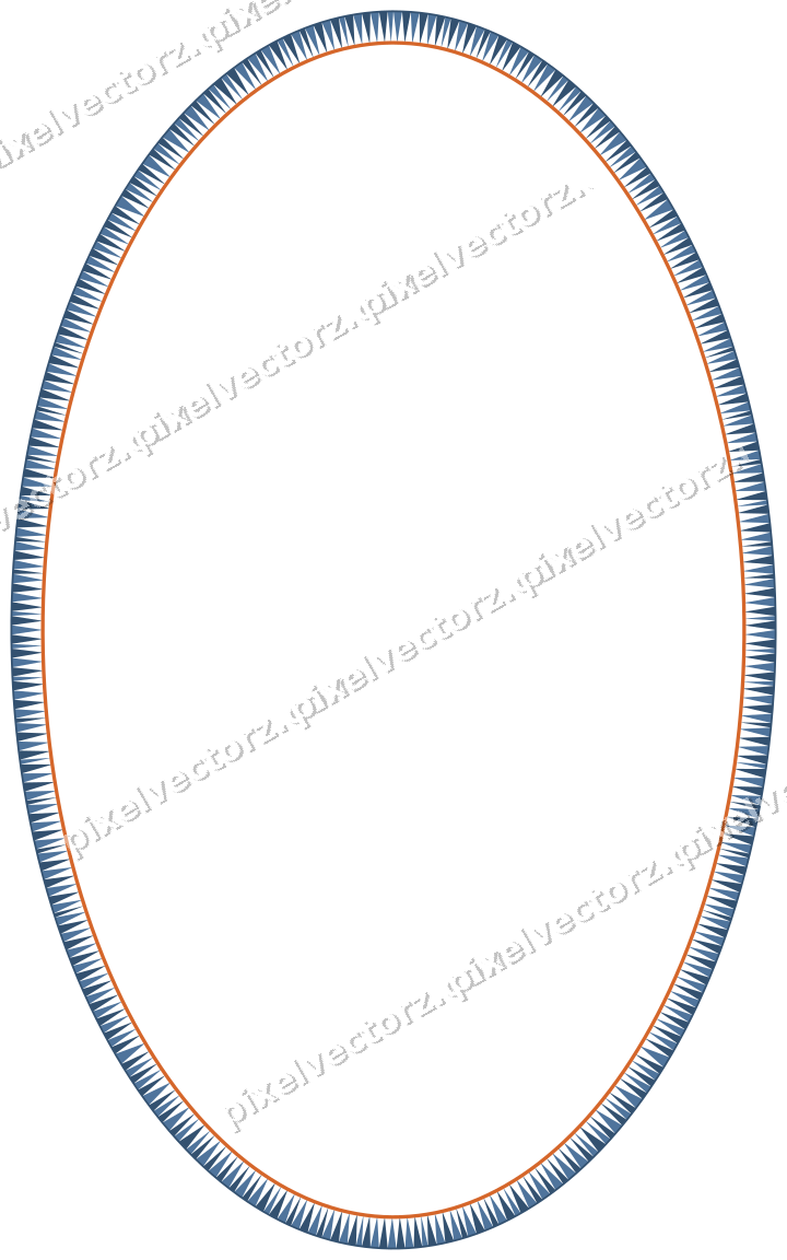 Dekorativer Zierrahmen in Dunkelblau und Orange mit Oval