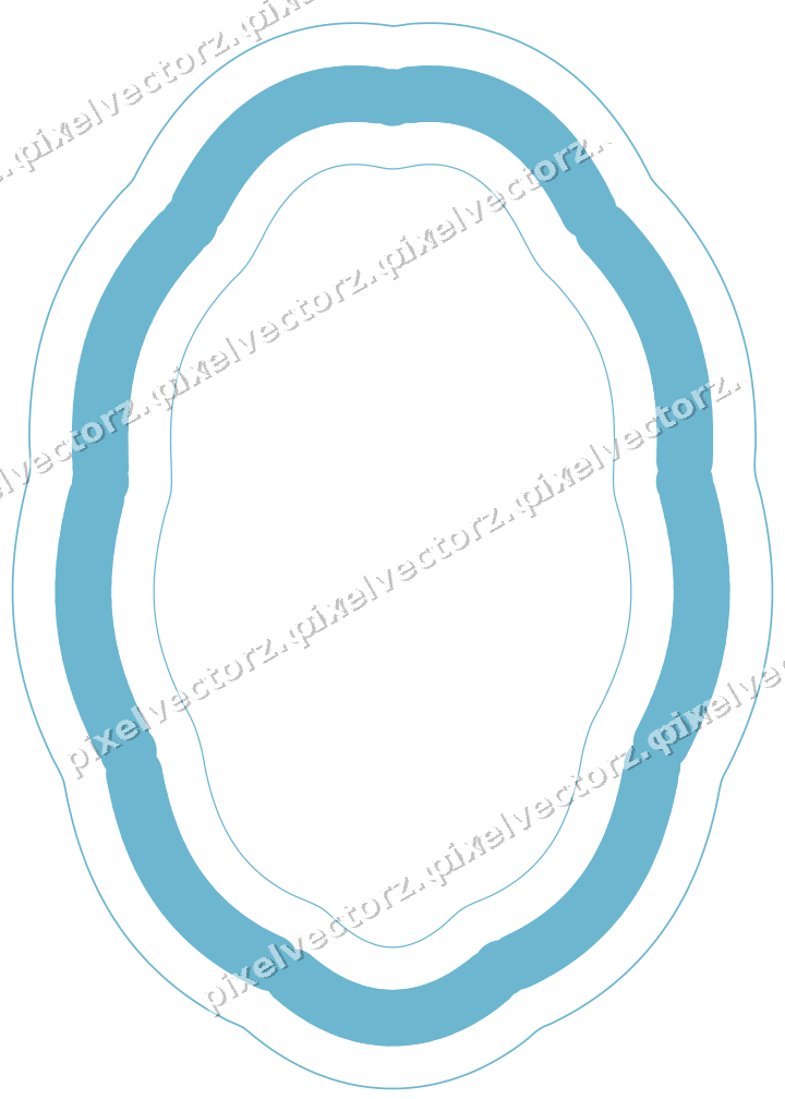 Dekorativer Zierrahmen in Blau und Türkis mit Oval und Lappenrand