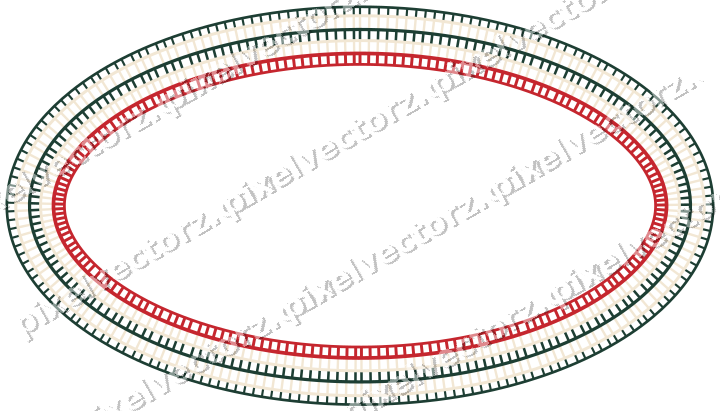 Dekorativer Zierrahmen in Dunkelgrün und Rot mit Oval und Schraffur