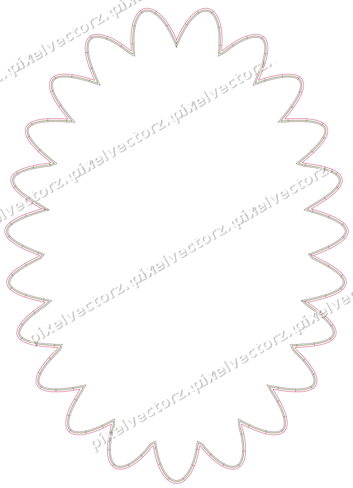 Dekorativer Zierrahmen in Limette und Rosa mit Oval und Lappenrand