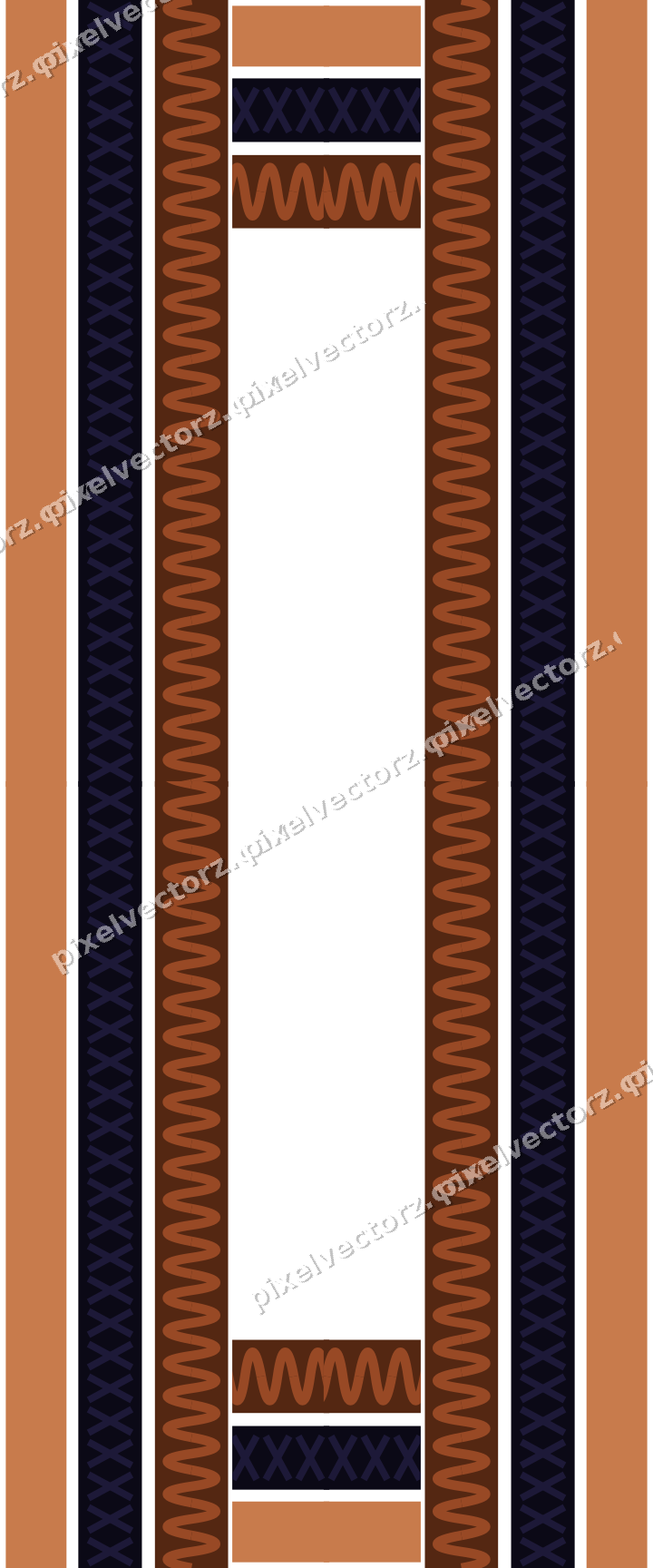 Dekorativer Bilderrahmen in Orange und Blau mit Wellenband und Platte